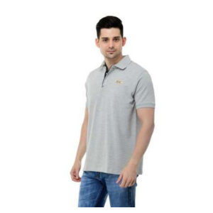 Charcoal Mist with Black Contrast Placket T-Shirt- Poly Cotton Mate Polo