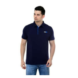 Midnight Navy with Majestic Blue Placket T-Shirt- Poly Cotton Mate Polo