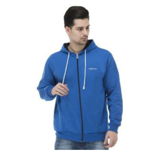 Royal Midnight Royal Blue Jacket with Black Contrast Inner Hoodie - Full Hoodie Zipper