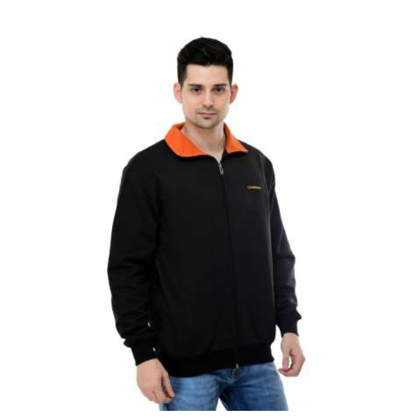 Stealth Fusion Black Jacket with Orange Inner Collar - Full Zipper