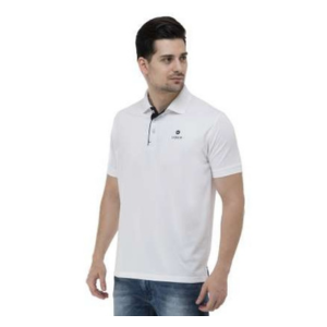 Classic White with Navy Blue Trim Polo T-Shirt - Verbose Range