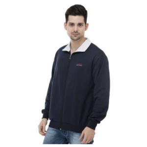 Marine Classic Navy Blue Jacket with White Contrast Collar - Full Zipper